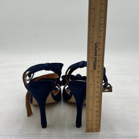 Milooey Navy Open Toe Sandal Cute Bowknots High Heels Ankle Strap Slingback Shoe - Picture 5 of 8